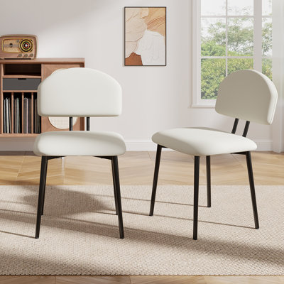 Upholstered Dining Chairs Set Of 2, Faux Leather Upholstered Kitchen Chairs With Padded Seat And Metal Legs, Modern Contemporary Dining Room Accent Chairs For Kitchen, Dining Room, Vanity, Living Room