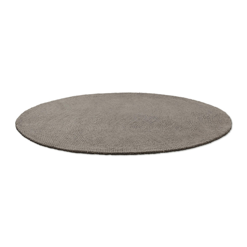 Hand Tufted Wool Area Rug in Pebble, Round 4'11"