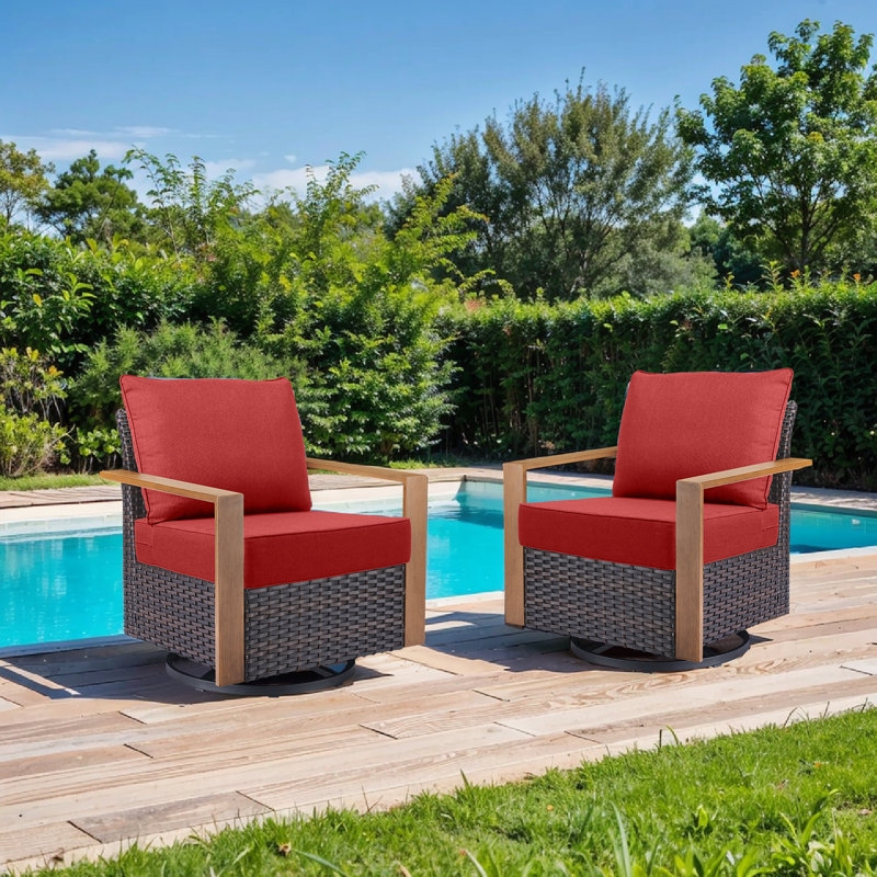 6" Outdoor Cushions For Patio Furniture, 22X24x6 Thick Seat Cushion Set, Fade Resistant Couch Chair Replacement Cushions High Density Deep Wicker Chair Cushion With Removable Cover