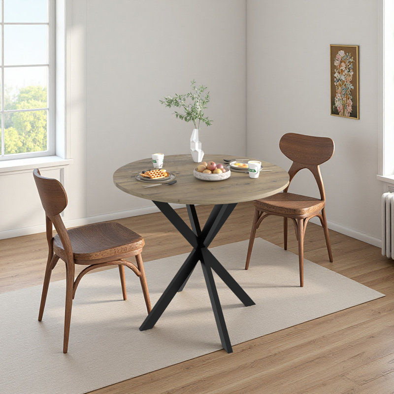 Table de salle à manger ronde 31,5 pouces, petite table de cuisine circulaire avec pieds en métal noir pour 2 à 4 personnes