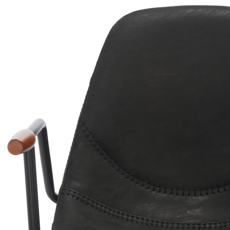 Chaliah Upholstered Counter Stool with Metal Frame, Black
