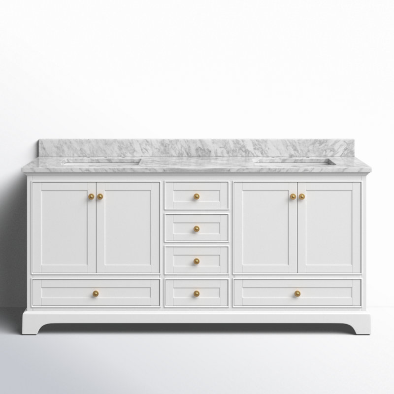 Audrey 72'' W Double Vanity, White| Brushed Nickel