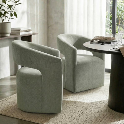 Roya Barrel-Back Dining Chair With Casters