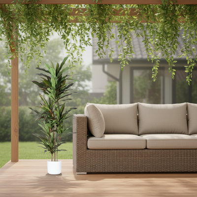 Arbre Dracaena artificiel vert 71 po dans un pot noir