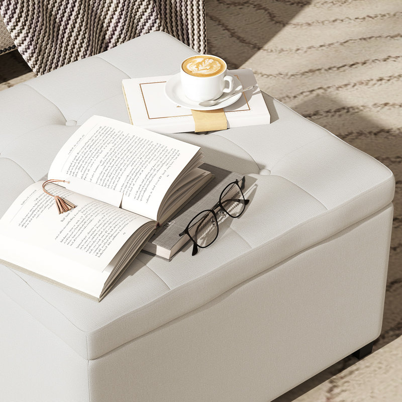 Upholstered Ottoman, Beige