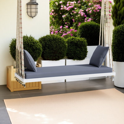 Balancelle de patio en bois, banc de balancelle avec coussin et coussins