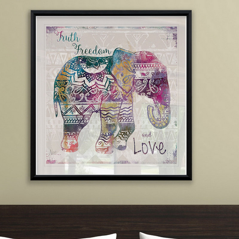 " Boho Elephant ", 22.5" H x 22.5" W x 1.5" D