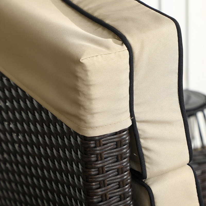 Bagent 127cm Long Reclining Single Sun Lounger with Cushions, Beige
