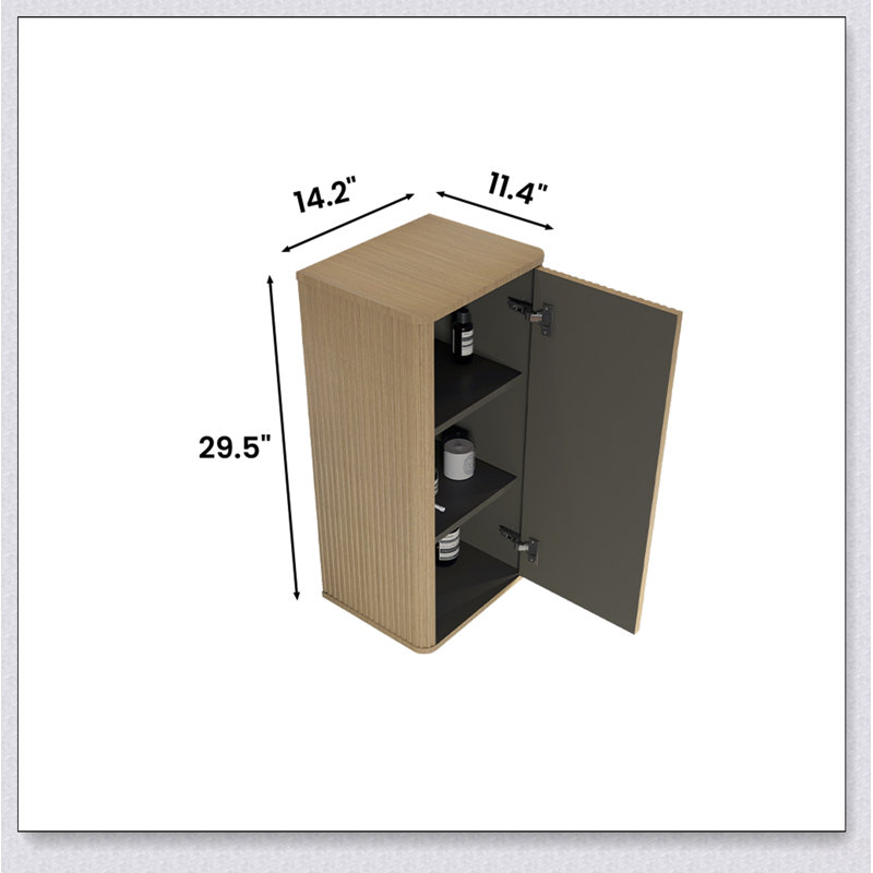 Armoire latérale flottante en chêne naturel, rangement mural pour petits espaces, pré-assemblée et peu encombrante
