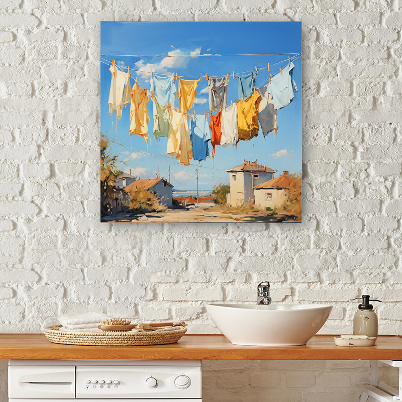 Laundry Day Village 1 - Art mural, H 30 po x l 30 po x P 1,5 po
