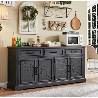 Buffet 66 po Modern Farmhouse - 3 tiroirs et 4 portes en relief, café pour la cuisine