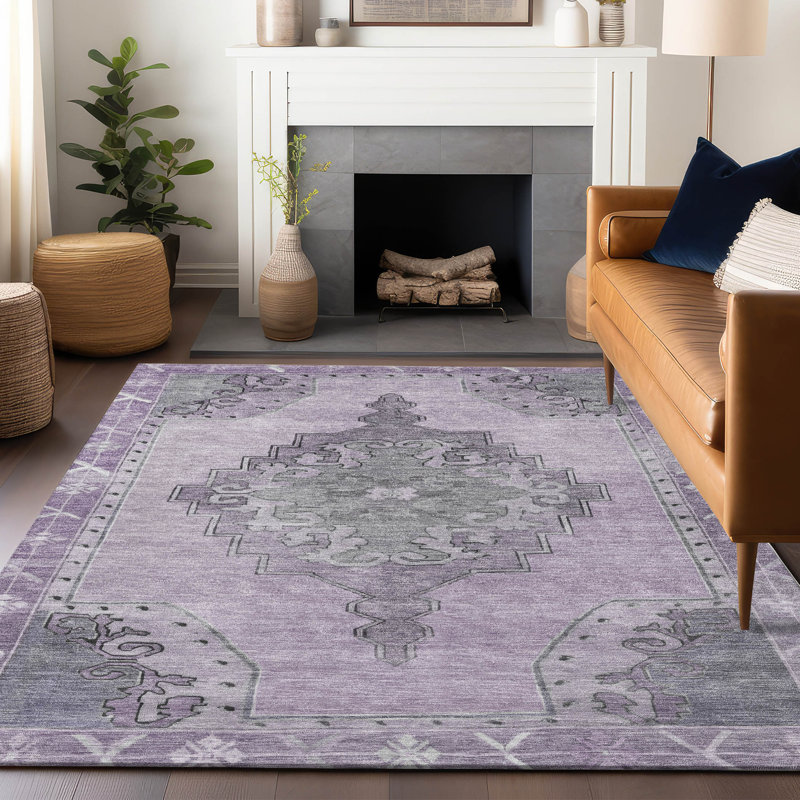 Tapis intérieur / extérieur lavable à la machine Xhevrie, Rectangle 10 pi x 14 pi