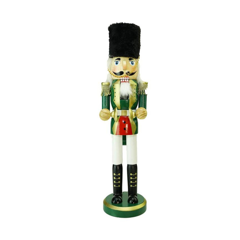 Casse-noisette de Noël 14 po vert et blanc Cymbalist