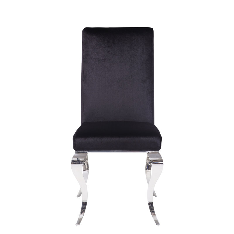 Fabiola Black Fabric & Stainless Steel Side Chair (Set Of 2)