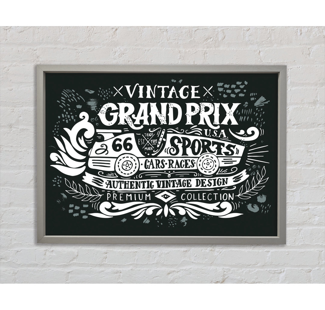 Vintage Grand Prix Type - Einzelner Bilderrahmen Typografie auf Leinwand