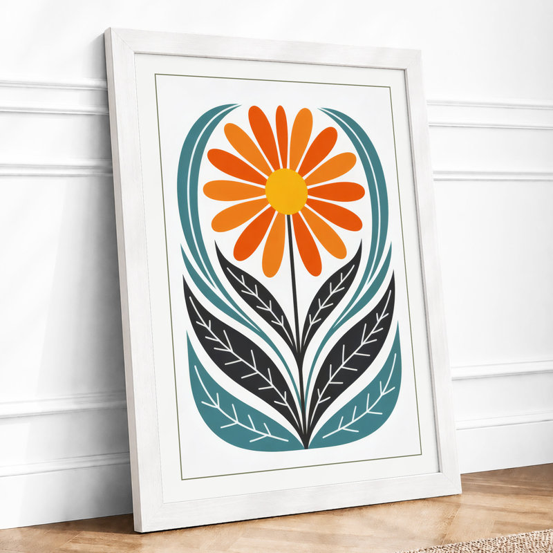 Stylised Bloom Botanical - Framed Print, A4 - 29.7 x 21.0 cm, White