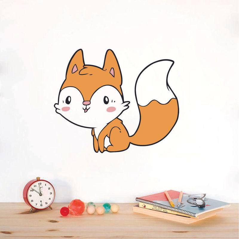 Décalcomanie murale mignonne de renard, H 40 po x l 40 po