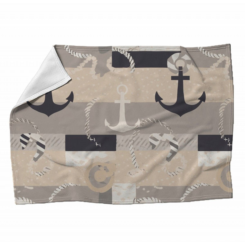 Machine Printed Throw Blanket, 60" L x 50" W, Geometric, Gray/Beige