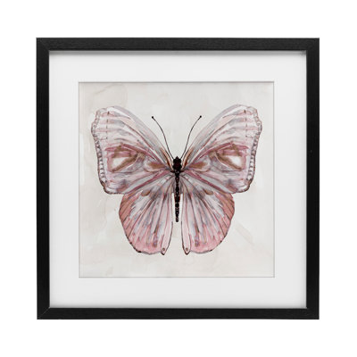 Papillon rose discret, impression sous verre, design par Carol Robinson