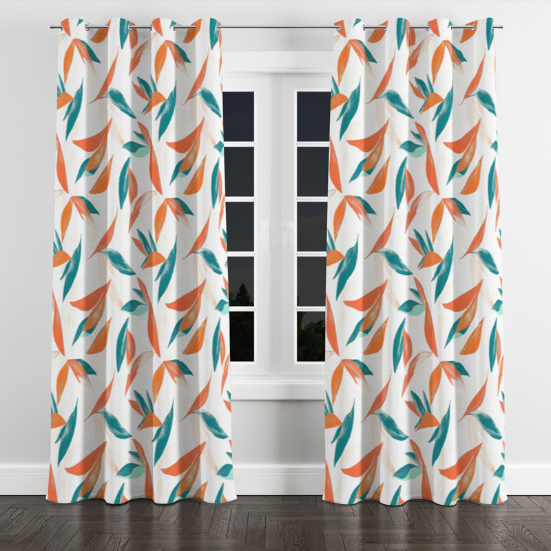 Coastal Velvet Curtains - Floral Paradise Petal Grommet Curtain - 1 Panel, 52" W x 84" L, Silver Grommets