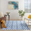 Tapis géométrique bleu / blanc-1035533005