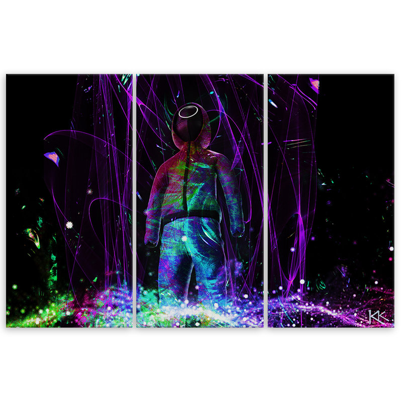 Neon Player - 3 Piece Wrapped Canvas Print Set, 80cm H x 120cm W
