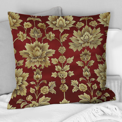 Coussin décoratif Red Gold Damask Beauty II - Tiles