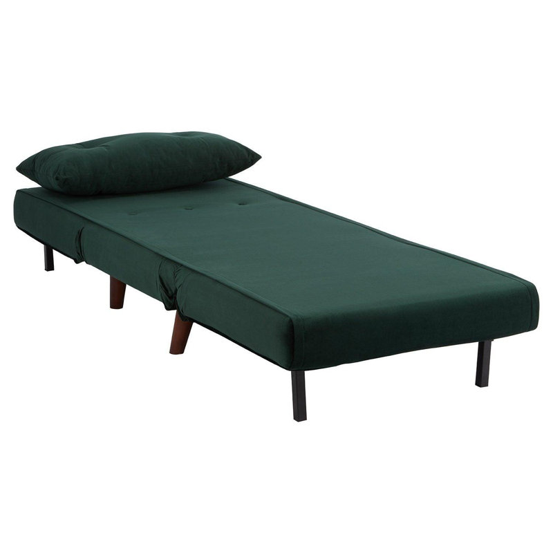 Trahan 1 Seater Fold Out Sofa Bed, 80cm H x 75cm W x 86.5cm D, Green