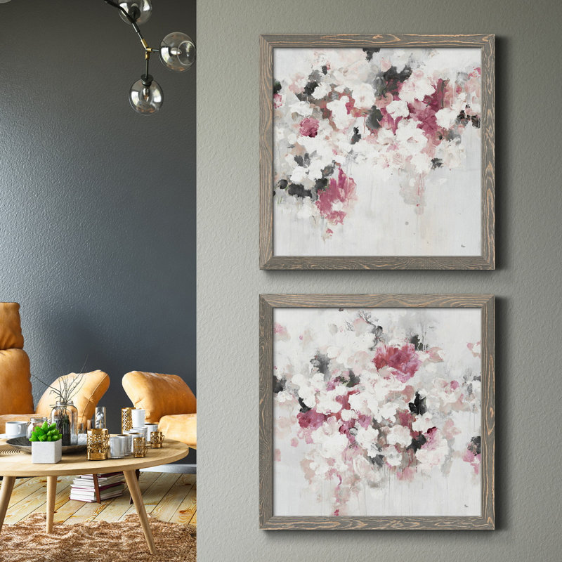 Floral Muse III - ensemble de 2 reproductions d'art sur toile, Cadre gris, H 35,5 po x l 71 po x P 1,5 po