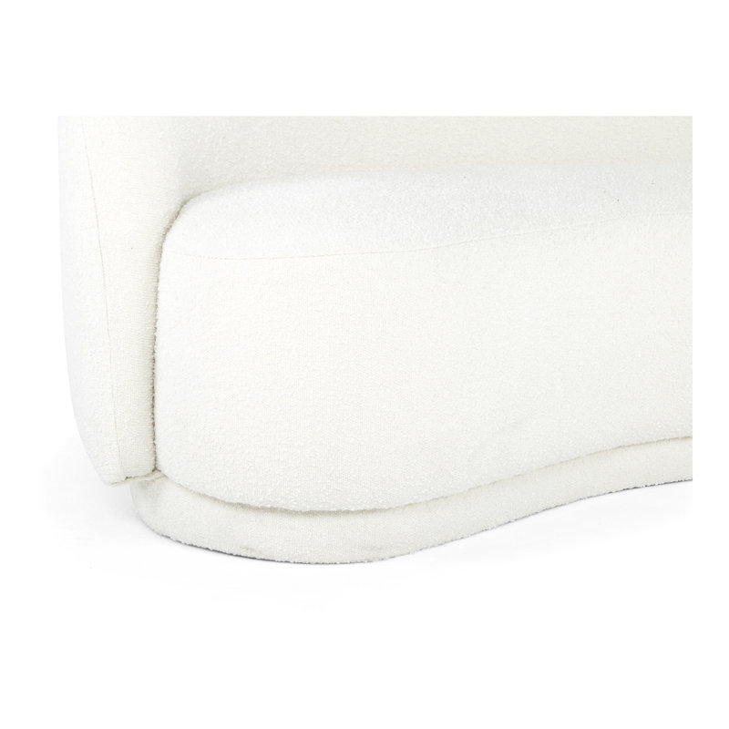 82.25" Round Arm Curved Loveseat, White Boucle