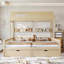 Lit plateforme simple double avec tablettes et tiroirs de rangement - bois massif, aucun sommier nécessaire-1439029675