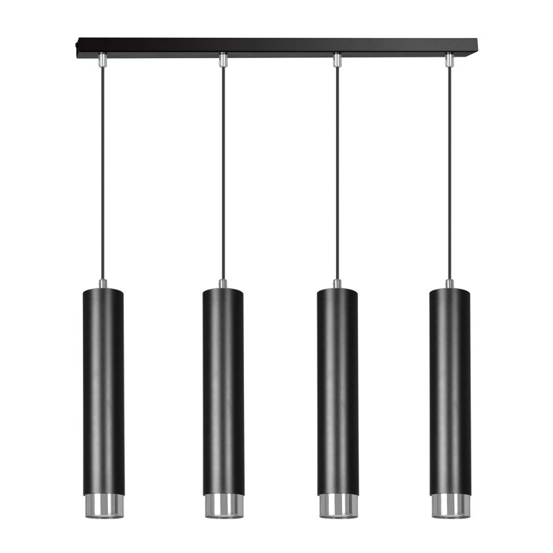 Danbury 4 - Light Cylinder Pendant, Black, Chrome