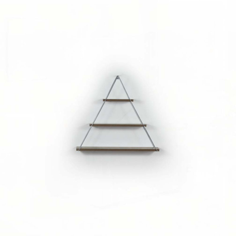 Tablette triangulaire murale suspendue flottante à fixation murale rustique pour livres, chêne, Noyer