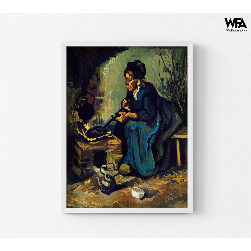 Peasant Woman Cooking By A Fireplace By Vincent Van Gogh, Woman Wall Art, Kitchen House Decor, Restaurant Wall Art, Fireplace Home Decor