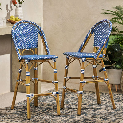 29.5" Outdoor Pe French - Pair, Dark Teal And White. Rust- Aluminum Frame With -like Finish. Add A Touch Of Luxury To Your  2  , Long-lasting For Relaxation Time