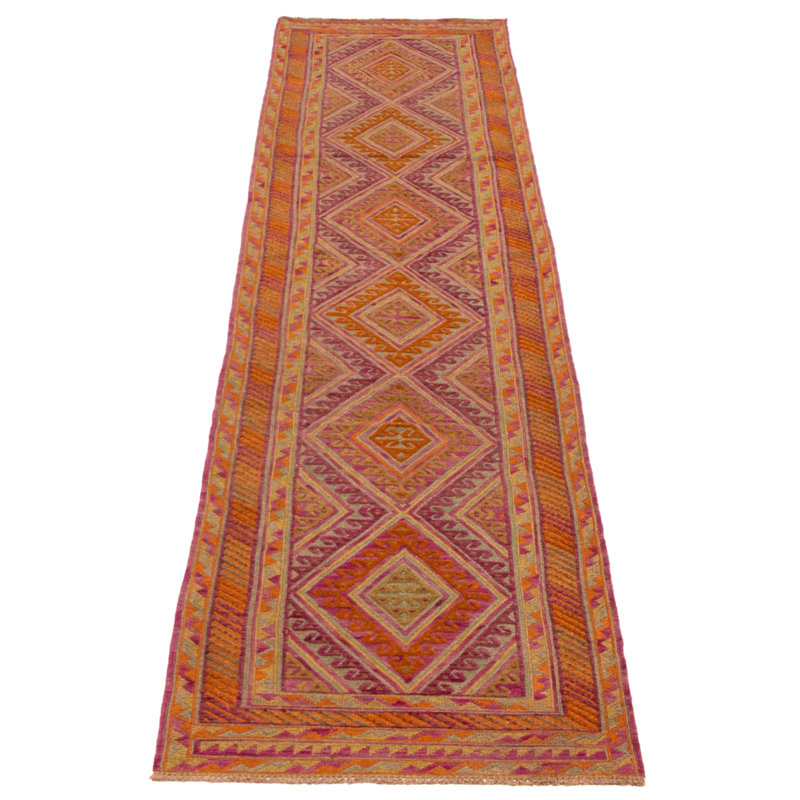 Tapis mauve noué à la main de conception unique 2 pi 9 po x 12 pi 4 po Jnyla