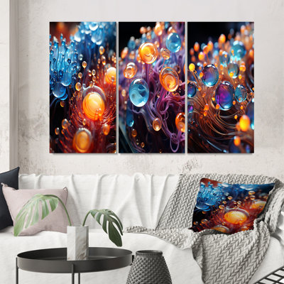 3D Molecules Macro Photography - Abstract Shapes Art Set Of 3 Pieces