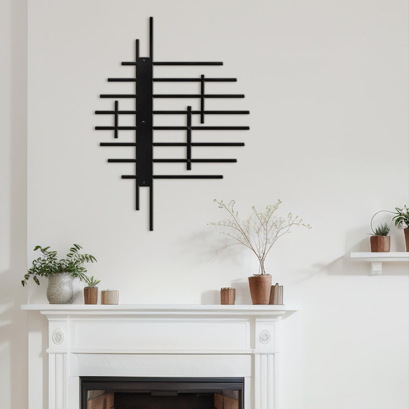 Décoration murale en métal, H 24 po x l 20 po x P 0,05 po, Noir