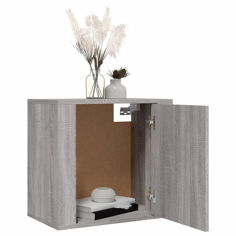 Jasemin 50cm W Manufactured Wood Bedside Table, Dark Grey