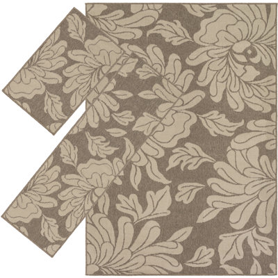 Floral Beige/Brown Area Rug Set