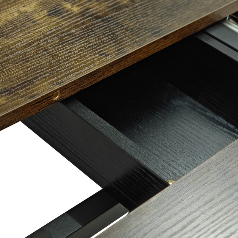 55.11" -70.86"Retro Rectangular Stretch Dining Table, Black Brown