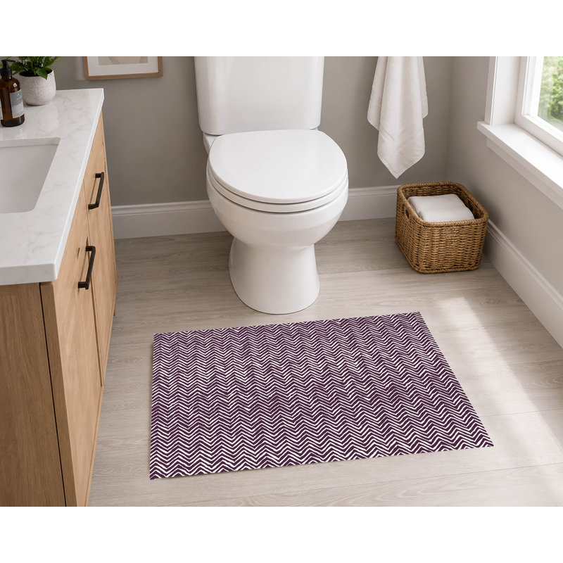 Tapis de toilette rectangulaire antidérapant à chevrons