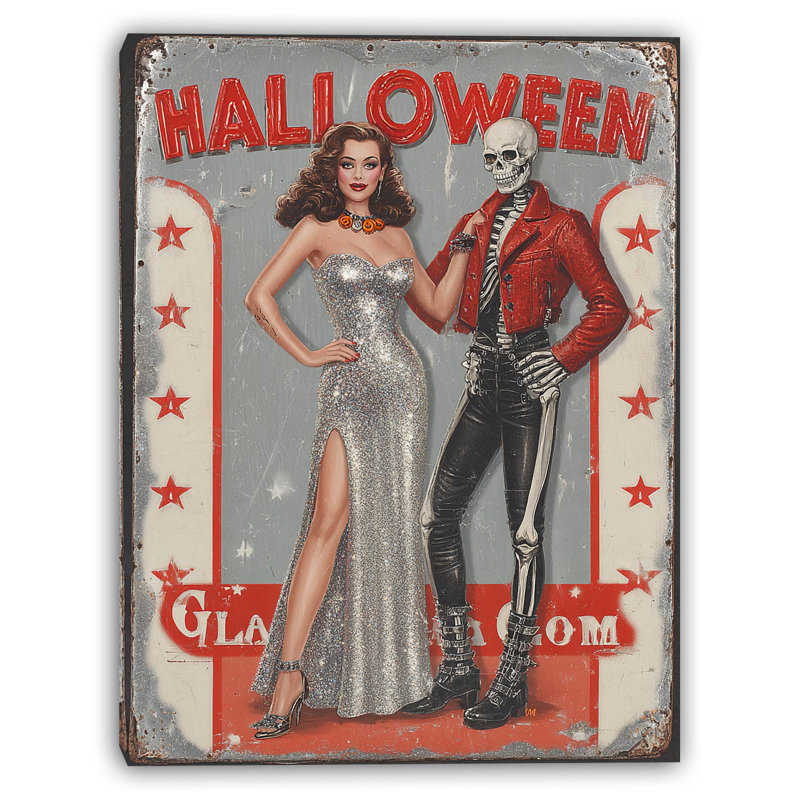«Halloween Glam Duo», art mural sur toile tendue, H 24 po x l 16 po