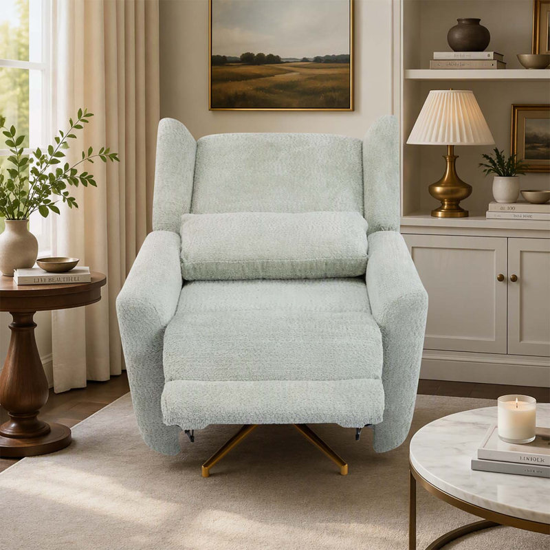 Fauteuil pivotant inclinable électrique avec revêtement en boucle et mouvement fluide pour une relaxation et un confort ultimes