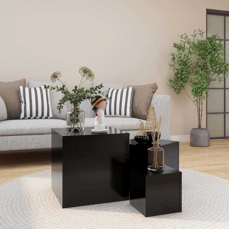 Gobind Block Nesting Tables, Black, Black
