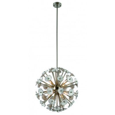 Luminaire suspendu en nickel satiné spoutnik 8 lumières Fresnel