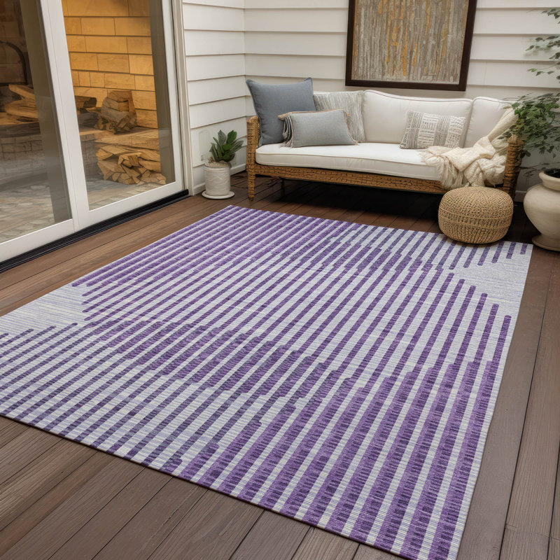 Chayden intérieur / extérieur lavable à la machine ACN1001 - mauve, Rectangle 5 pi x 7 pi 6 po