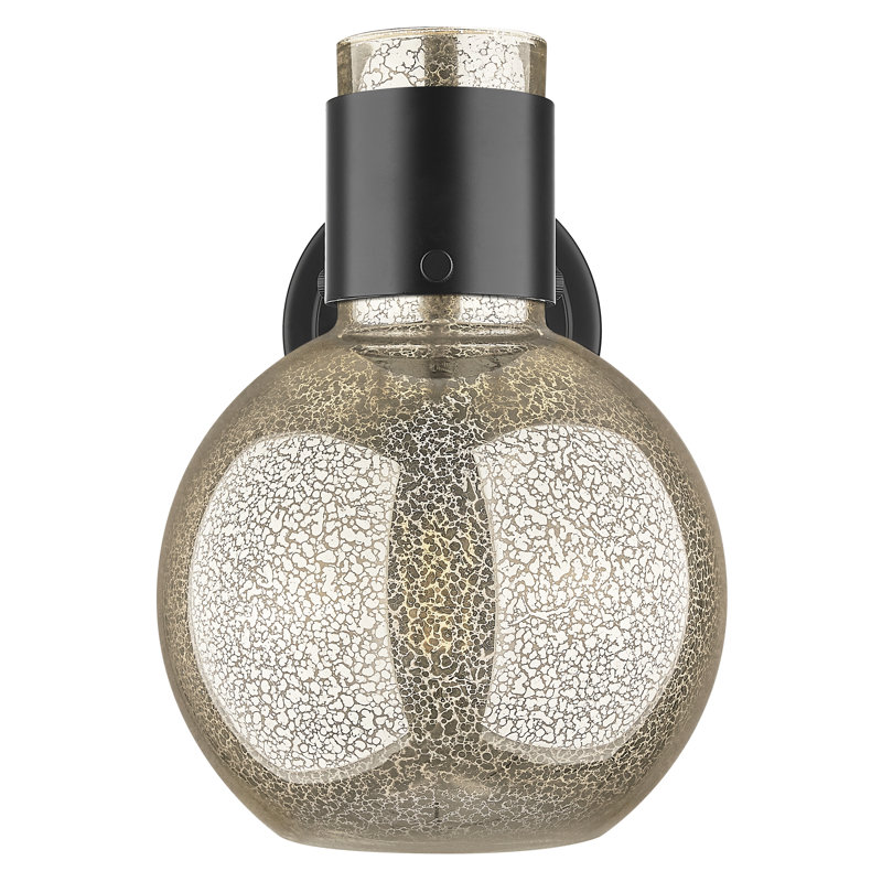 Downtown Urban - Lawton Sphere - 1 Light 8" Wall-mounted Sconce , Mercury, Matte Black