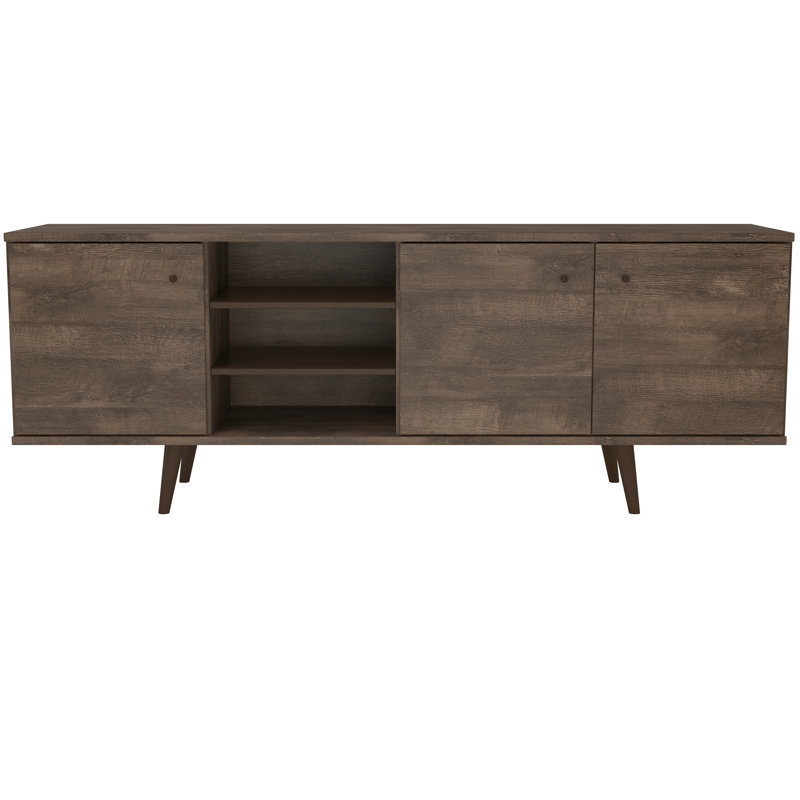 Baldomera Unfinished TV Stand with Fireplace Included, Brown