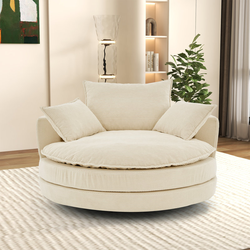 Fauteuil demi-tonneau rotatif 57,3 po, Beige